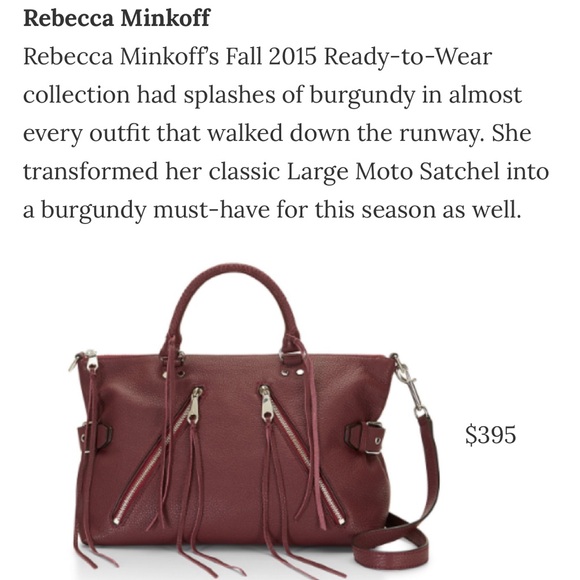 Rebecca Minkoff Genuine Leather 5-Zipper Moto Satchel in Rich Burgundy - Picture 6 of 7